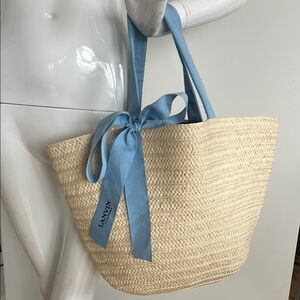 Lanvin Parfums Straw Large Shoulder Tote Bag